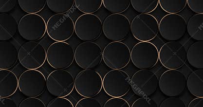 Abstract luxury background with golden lines on black background. Gold circular frame logo text. Shine glitter design. Premium min