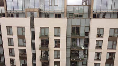 Drone view of the building facades of the 7 Lillie Square residential complex.