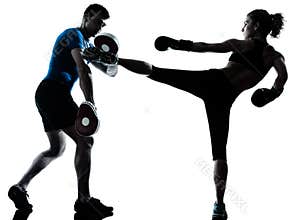 Man woman boxing training