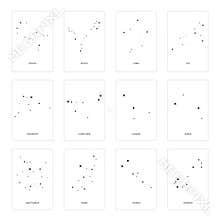 Set of vector constellations of the northern and southern hemispheres - Ursa Minor and Major, Pegasus, Cassiopea and