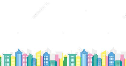 Small colorful cartoon urban animation background under the screen display