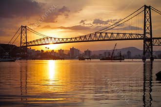 Suspension Bridge at Sunset