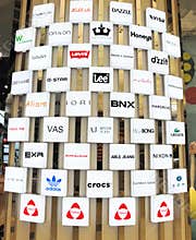 Shopping guide wall of brand logo