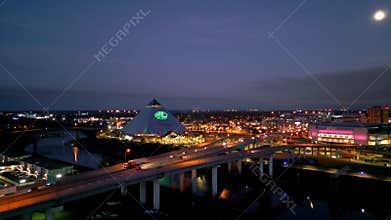 Skyline of Memphis in Tennessee by night - MEMPHIS, UNITED STATES - NOVEMBER 07, 2022