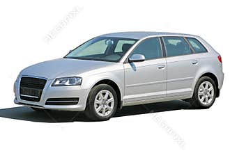 Silvery car isolated