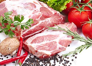 Still life with raw pork meat