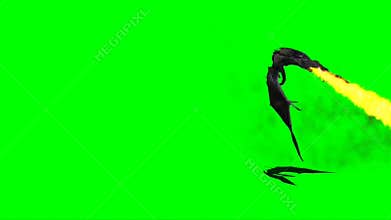 Fire Breathing Dragon Flying on Green Screen
