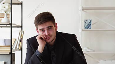 disappointing meeting virtual call skeptic man