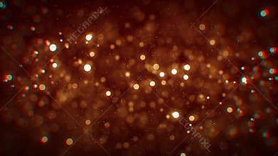 Vintage Magic Brown Golden Shiny Blurry Focus Sparks Bokeh Circles Glitter Dust 3D Rotating