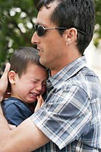 Father with crying child