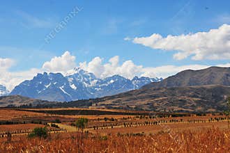 Cusco, Peru Snowed seen from the Sacred Valley of the Incas in the province of La Convención