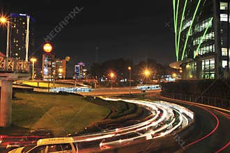 Lima, Peru : view of Lima city skyline at night. San Isidro financial district with6