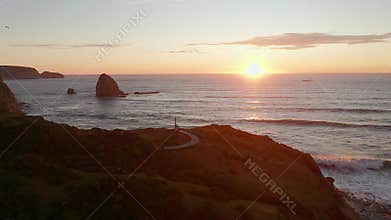 Drone Cinematic Shot Flying Over Coastline