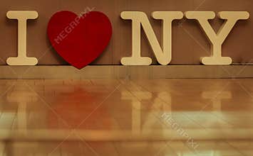 I love NY text with reflection on the floor surface