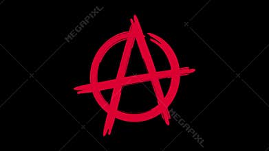 Appearance and disappearance anarchy sign red color. Alpha channel