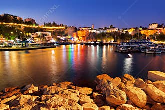 Old town Kaleici in Antalya, Turkey at night