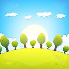 Spring Or Summer Cartoon Landscape