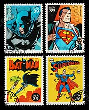 USA Batman and Superman Superheroes Postage Stamps