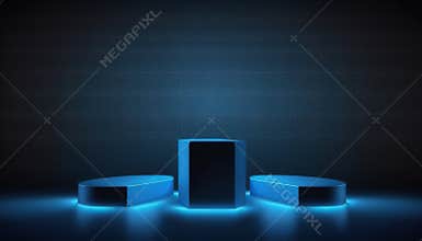 Dark blue stage podium 3d background product platform for your product display.
