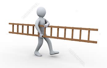 3d man carrying ladder