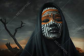 Girl Suri from the African tribe Surma, Ethiopia.