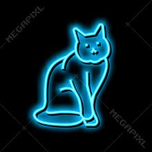 cat halloween neon glow icon illustration