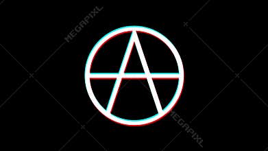 Anarchy sign. Glitch effect. Alpha channel