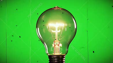 Glowing Lightbulb on Green