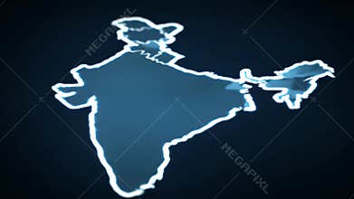 Glowing Outline Map of India