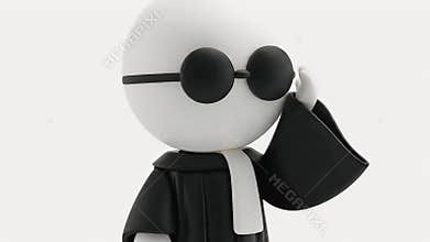 Mysterious Judge, Cartoon Character in Sunglasses and Robe