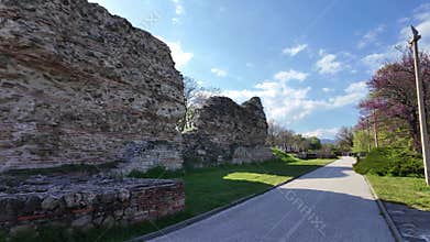 Ruins of Roman fortifications in town of Hisarya, Bulgaria