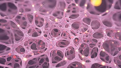 Abstract Pink Network Structure with Glowing Nodes For Science Visualization