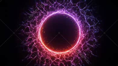 Abstract Glowing Circle Portal with Electric Blue and Purple Light Effect