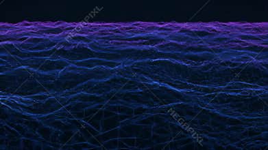 Abstract Network Of Blue And Purple Lines Against A Black Background Visual