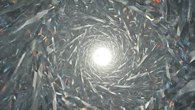 Abstract Light Tunnel with Geometric Patterns and Metallic Texture