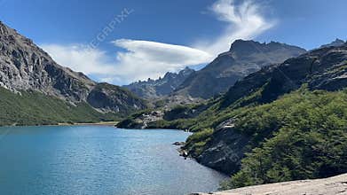 Laguna Jakob with mountain peaks in Bariloche, Argentina