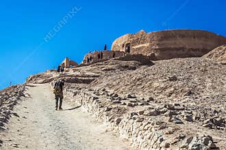 Ruins in area of Dakhma - Tower of Silence, ancient structure built by Zoroastrians in Yazd
