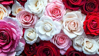 Close-up of Roses in Various Colors