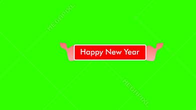 Happy New Year Icons Flying Animation Green Screen Background 10 Seconds Festive Celebration Video