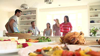 Group Of Friends Having Dinner Party At Home