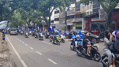 Fans celebrating Persib Bandung Football Team becoming Indonesian Premier League Champions on May 24, 2025