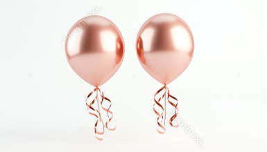 Rose Gold Luxury Celebration With Realistic Balloons And Ribbons - Happy Birthday - A Festive And