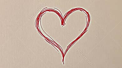An organic, slightly asymmetrical heart shape, hand-drawn with visible imperfections. The lines are slightly uneven, Generative AI