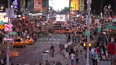 Time-lapse Sequence Of Traffic At Night In Times Square NYC