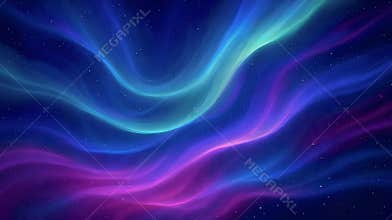 Colorful abstract aurora lights and stars in deep space background