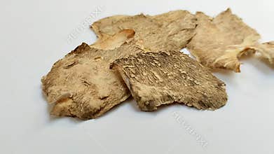 Cassava peel on a white background