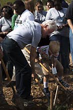 United States President Bill Clinton Digging