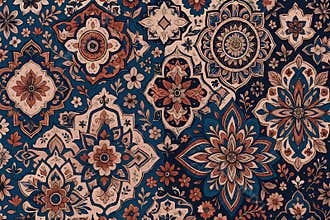 Intricate Persian inspired floral geometric pattern textile design