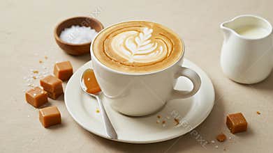 Serving Coffee with Caramel and Salt Ready to Eat