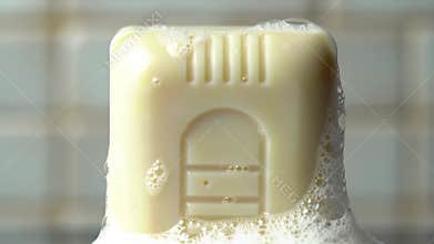 Lathering Bar of Soap Close-Up